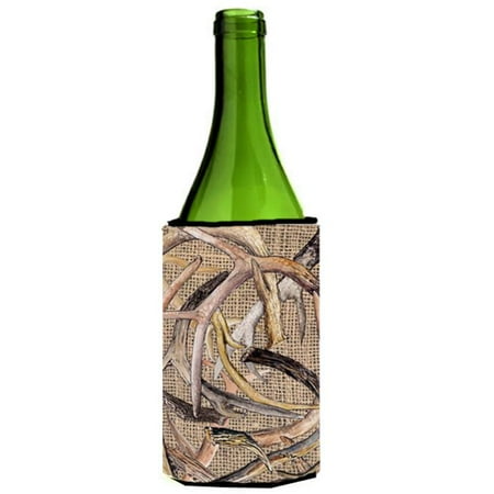 

Deer Horns On Faux Burlap Wine bottle sleeve Hugger - 24 oz.