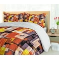 thumbnail image 5 of Ambesonne Geometric Duvet Cover Set, Modern Painting, 2-Calking, Orange Yellow and White, 5 of 7