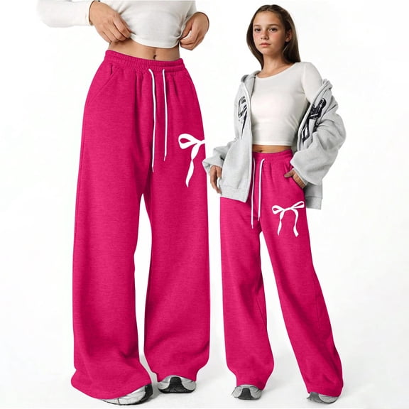 Sweatpant for Girls Joggers High Waist Elastic with Pockets Girls Solid Pants Youth Sweatpants Pants for Teens 12-13 Years