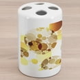 thumbnail image 1 of Polka Dots Ceramic Toothbrush Holder, Graphic Dots Relational Diameters Globes 50's Culture in Modern Artprint, Decorative Versatile Countertop for Bathroom, 4.5" X 2.7", Yellow Mustard, by Ambesonne, 1 of 4