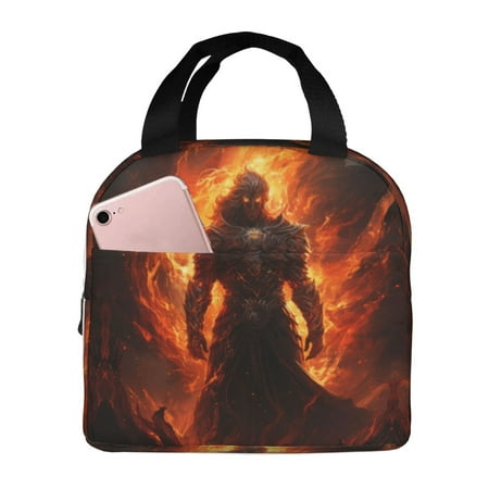 Insulated Lunch Bag for Women Men - Vintage Red Fire Warrior Leakproof Cooler Lunch Box for Women Men  Lunch Tote Bags for Work School Picnic Travel
