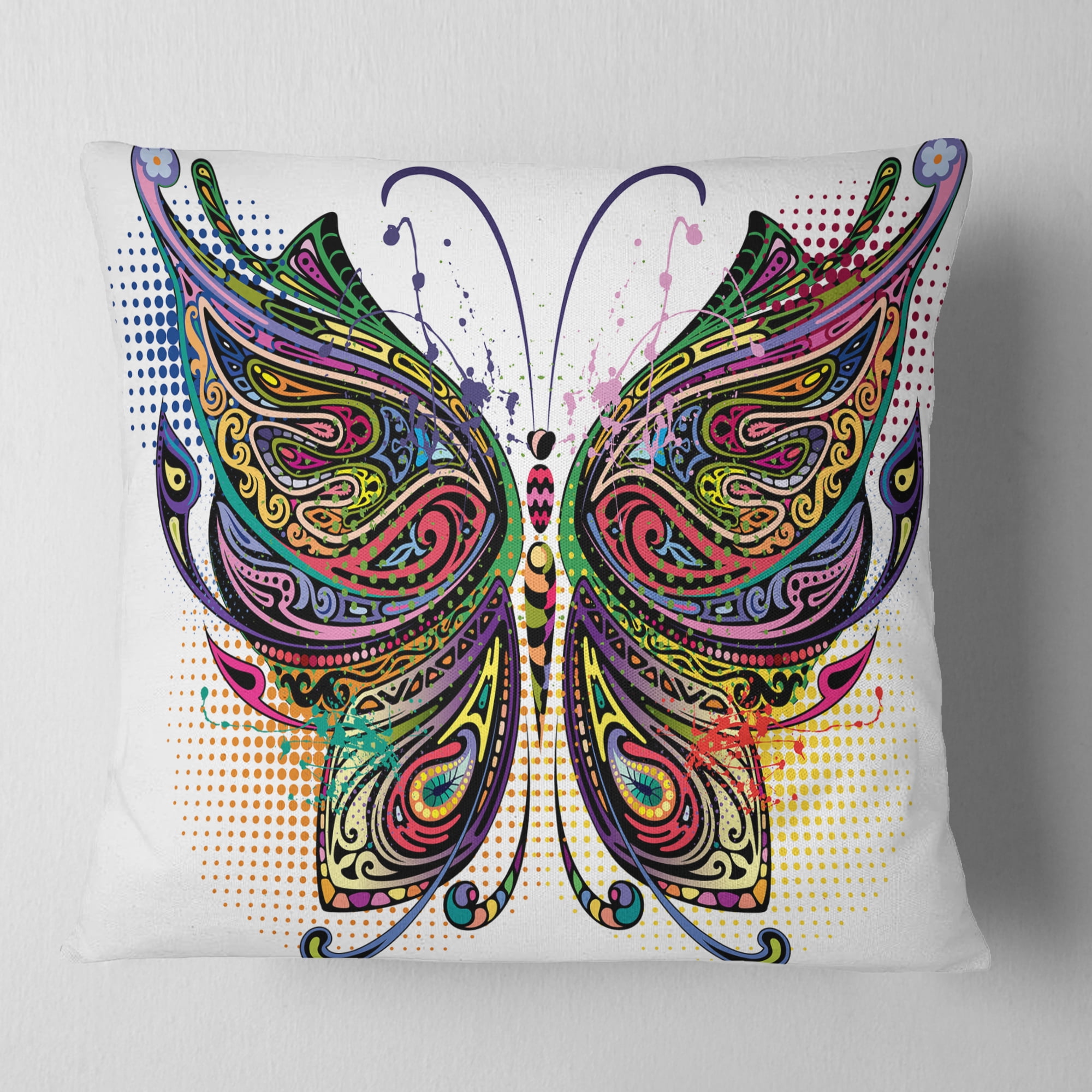 Designart Variegated Butterfly - Abstract Throw Pillow - 16x16