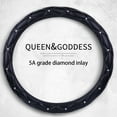 thumbnail image 6 of Diamond Steering Wheel Cover, Universal Size 14.5-15 Inch, Leather With Rhinestones, Non-Slip Design, Fashion Cute Interior, Protects Steering Wheel, Relieves Driving Fatigue, Easy Installation, 6 of 7