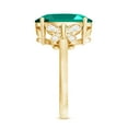 thumbnail image 3 of Rosec Jewels Oval Cut Created Emerald Solitaire Ring with Diamond for Women (10X14 mm), 10K Yellow Gold, US 4.50, 3 of 9