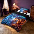 thumbnail image 2 of Manfei Fantasy Dragon Animals Twin Comforter Sets,Gothic Aurora Bedding Set,Blue Orange,Black Reversible,2 Pieces,1 Comforter and 1 Pillowcase, 2 of 7