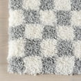 thumbnail image 4 of nuLOOM Adelaide Mid-Century Checkered Shag Area Rug, 8' x 10', Light Grey, 4 of 9