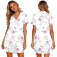 thumbnail image 6 of Sleepwear Dress Cotton New Women’s Print Nightshirt with Pockets Lapel Neck Button Loose Nightgown Summer Ruffle Short Sleeve Casual Sleep Dress, 6 of 7