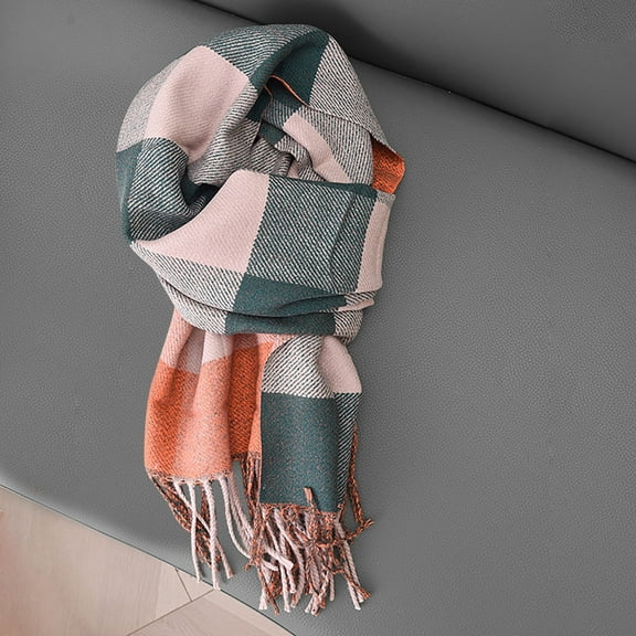 Teyfeniy Winter Plaid Scarf for Women Long Soft Warm Scarves Tassel Scarf Classic Comfy Casual Thick Fashion Stylish Outfit for Women