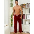 thumbnail image 4 of U2SKIIN Mens Plush Warm Pajama Pants, Fluffy Soft Fleece Sleep Pant with Pockets Lounge Pj Bottoms for Men （Burgundy, XL）, 4 of 5