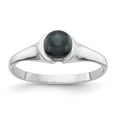 thumbnail image 1 of Solid 14k White Gold 5mm Black Freshwater Cultured Pearl Ring Band Size 9, 1 of 3
