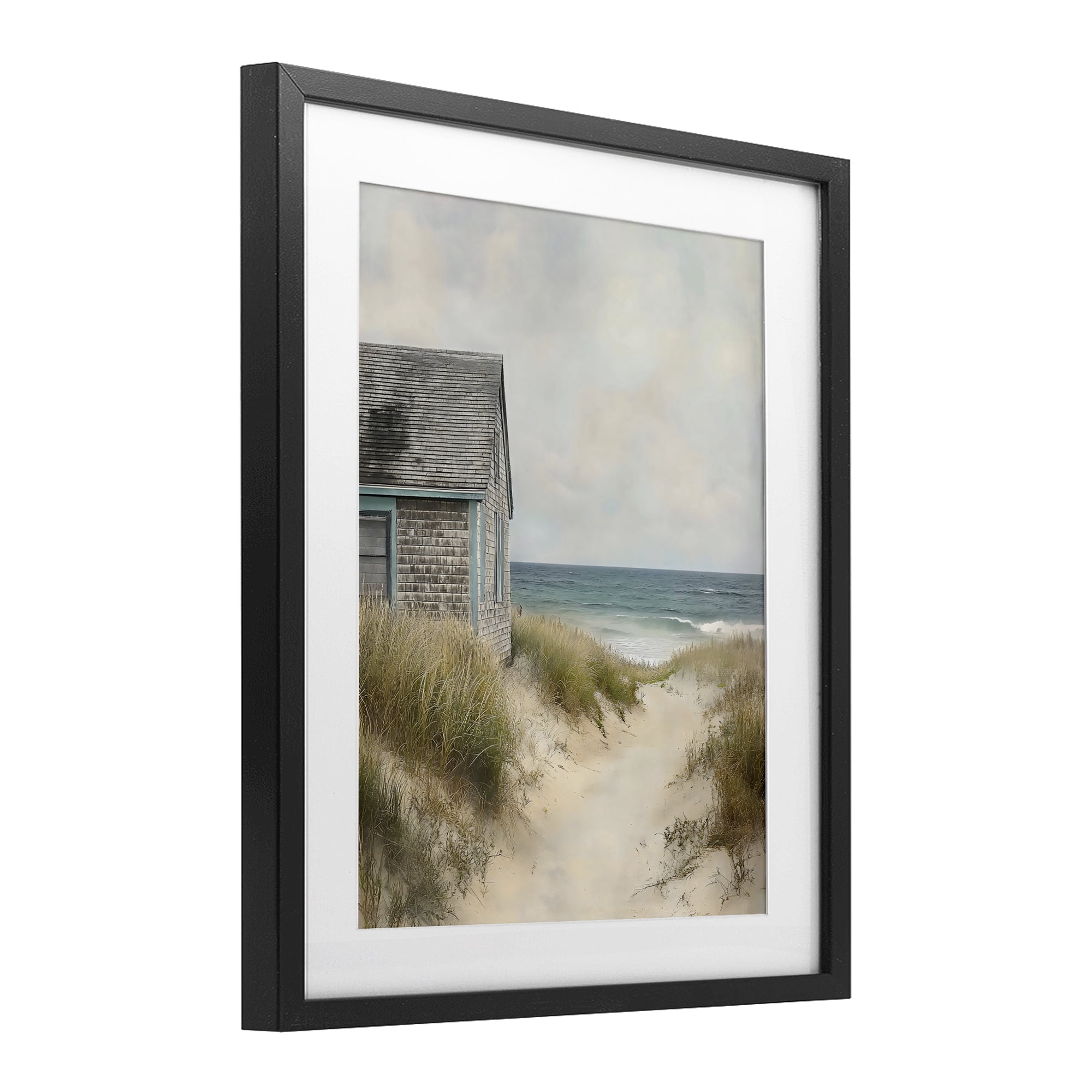 Stupell Industries Oceanfront Cottage on Dune Path Black Framed Print Under Glass, design by Creative Studio