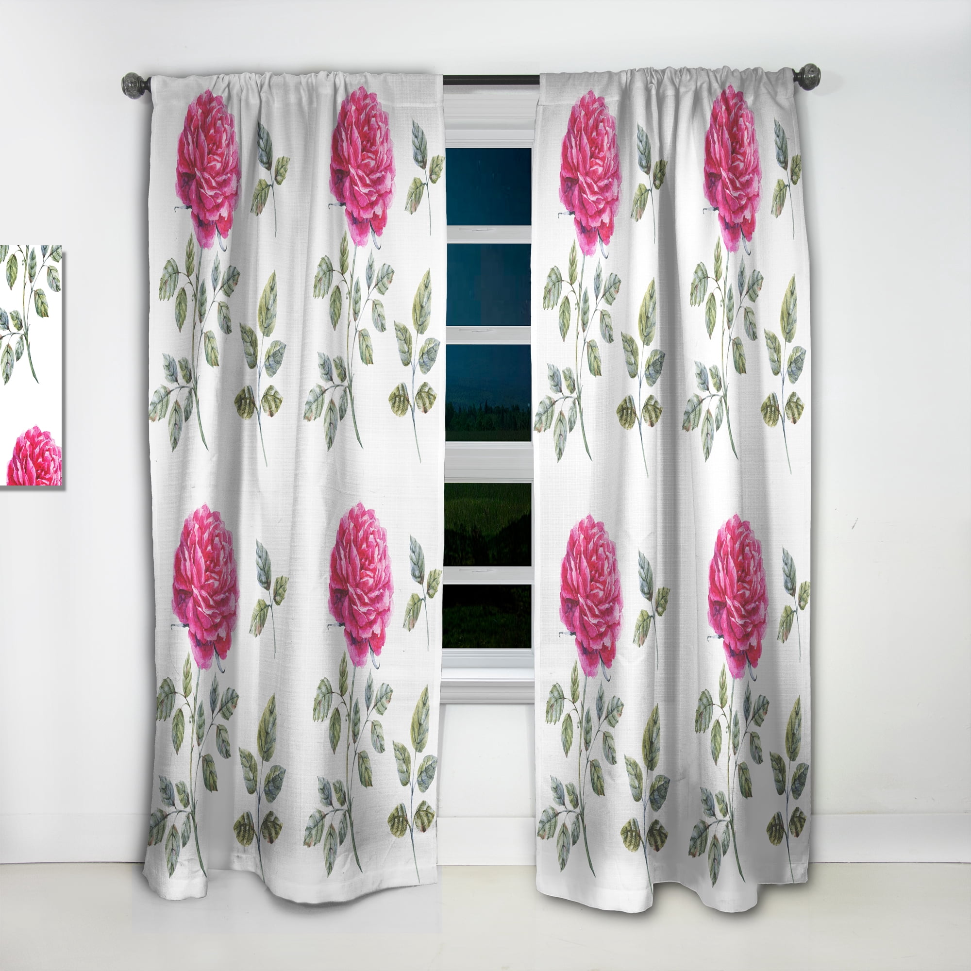Designart 'Blossom Pink VIII' Floral Curtain Panel