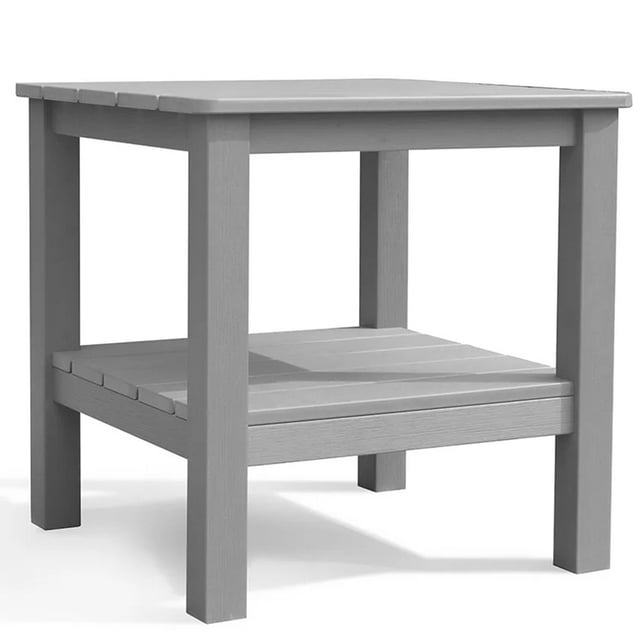 Adirondack Table Outdoor Side Table 18-inch Double Deck Square HIPS End Table Storage Rack Save Space