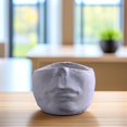 thumbnail image 4 of BEADCEST Face Flower Pot White Cement with Modern Style for Office Decor 1Pcs, 4 of 6