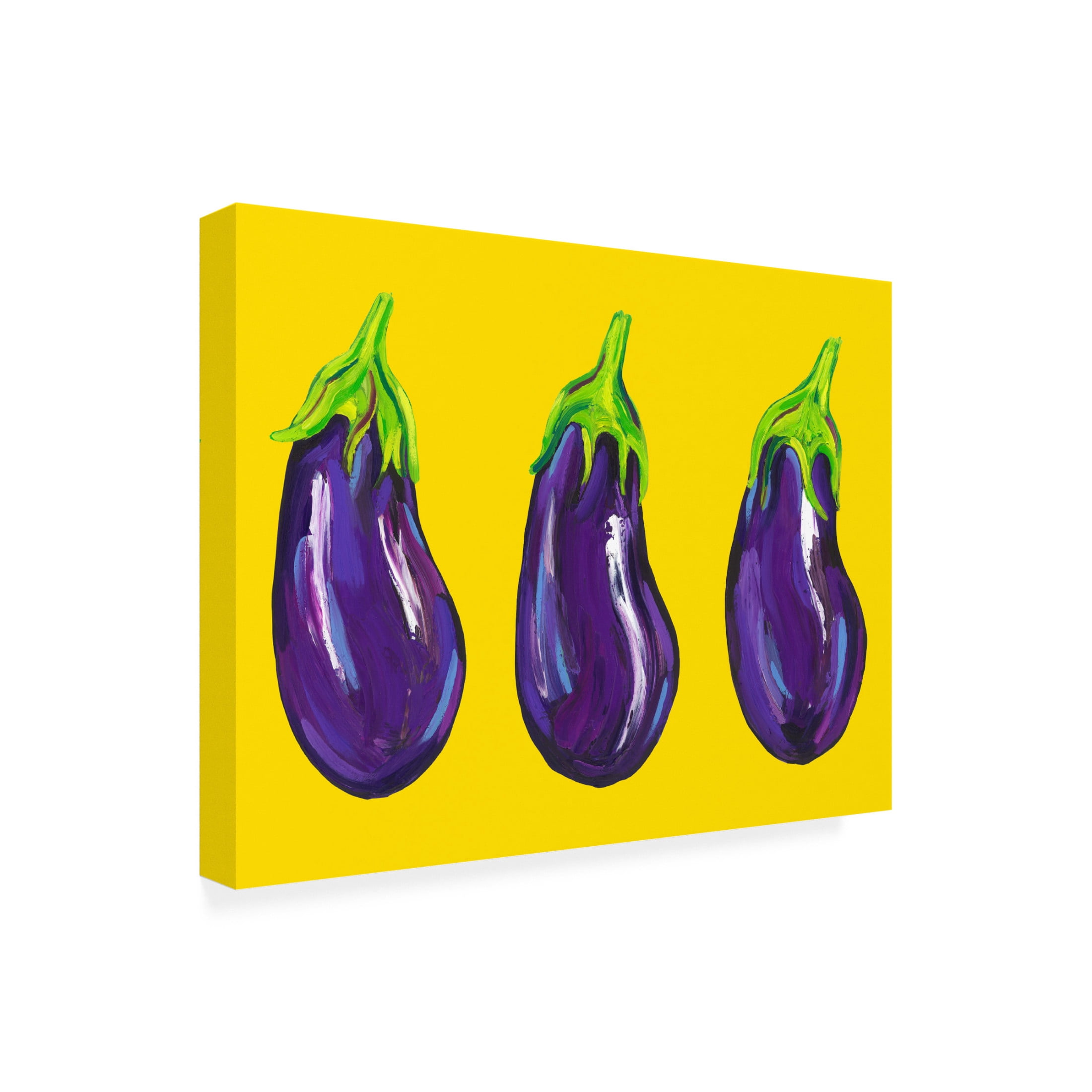 Trademark Fine Art Alice Straker  Aubergines On Yellow Canvas Wall Art