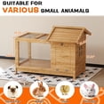 thumbnail image 2 of Wooden Rabbit Hutch Indoor and Outdoor, Large Rabbit Cage Chicken Coop Expandable, Weatherproof Bunny Cage with Anti-Chew Metal Frame Ramp for Backyard Small Animals Natural, 2 of 7