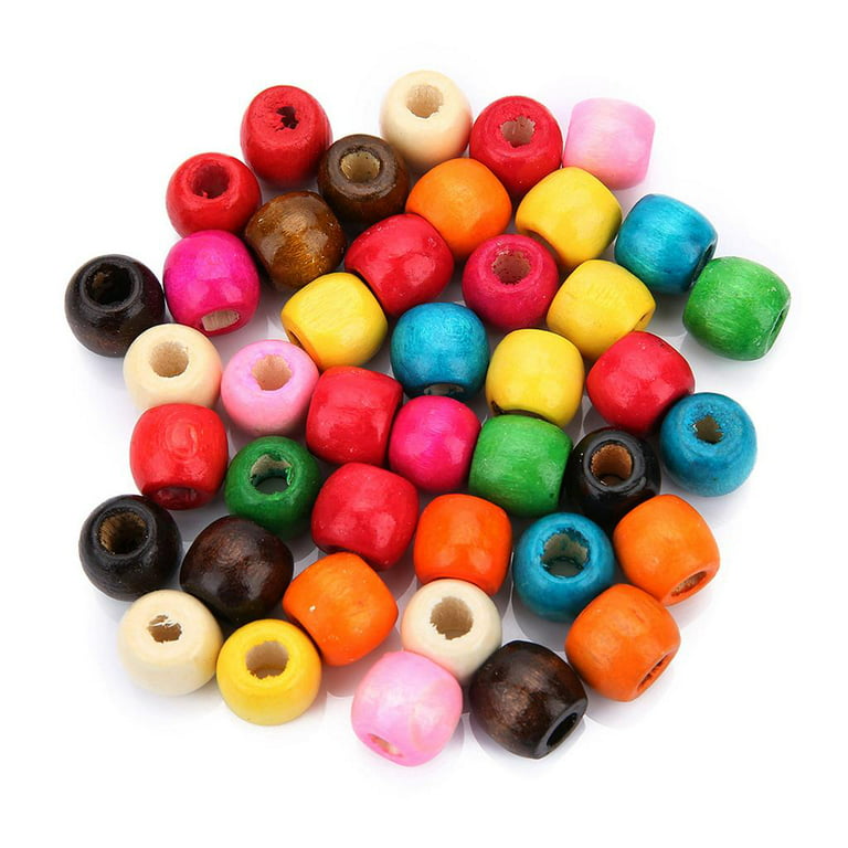 Hicarer 180 Pcs Wooden Bead Colorful Wood Beads for Crafts Round Wooden  Bead with Large Hole