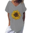 thumbnail image 1 of Pompotops Mode T-shirt Blouse à Manches Courtes Ample à Col Rond Imprimé pour Femme, 1 of 6