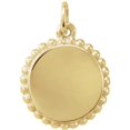 thumbnail image 3 of Auriga Fine Jewelry 14k Yellow Gold Beaded Disc Pendant for Women, 3 of 4