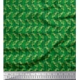 thumbnail image 1 of Soimoi Green polyester Crepe Fabric Stripe & Leaves Print Sewing Fabric Yard 42 Inch Wide, 1 of 3
