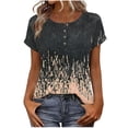 thumbnail image 3 of TaTaai Women's Button Front Printed Top Short Sleeve Round Neck Casual Blouse Fashion Unstructured Print Soft Comfortable T Shirt for Spring Summer Daily Gift, 3 of 8
