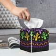 thumbnail image 6 of Logiee Tissue Box Cover 5X5X5'' PU Leather Tissue Holder Square Tissue Cube Box Organizer for Bathroom Vanity Countertop,Car,Night Stands,Office,Home,Kitchen (Mardi Gras5), 6 of 8