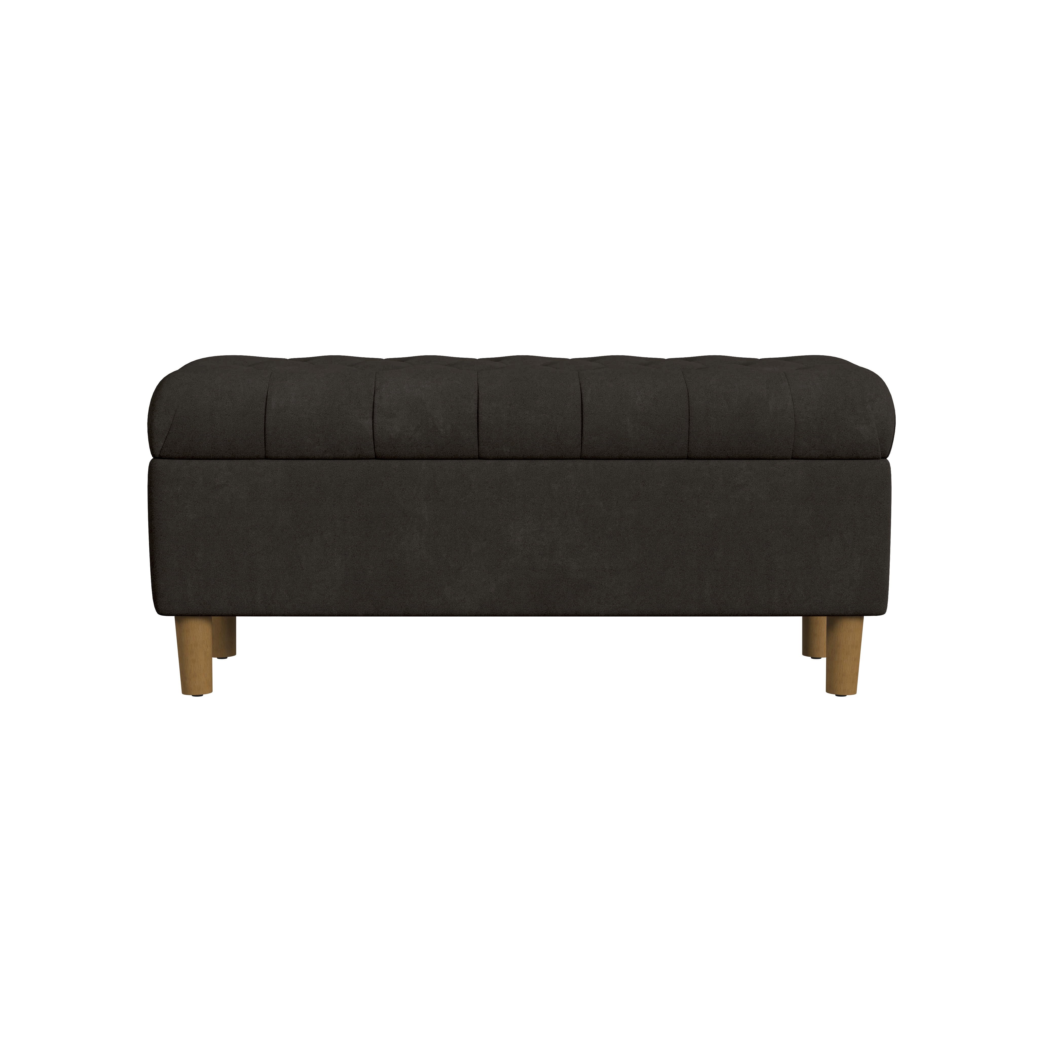 HomePop Button Tufted Storage Bench, 40"W x 18"D x 18"H, Chocolate Brown Velvet