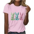thumbnail image 3 of VKOYWKM Women's Easter Eggs T Shirts Short Sleeve Summer T-Shirts Cute Bunny Rabbit Graphic Tees Tops Holiday Crew Neck Loose Fit Bunny T-Shirts, 3 of 5