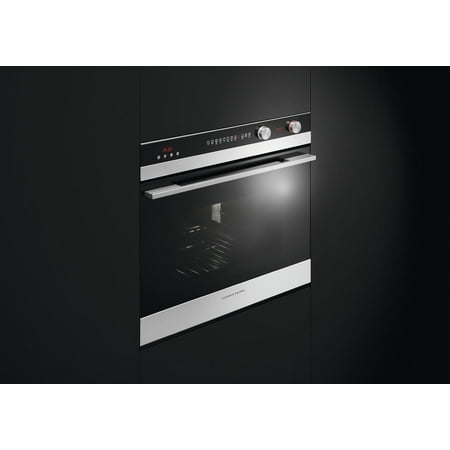 Fisher & Paykel - 29.9" Built-In Single Electric Convection Wall Oven - Brushed stainless steel/black glass