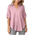 thumbnail image 3 of Thousandth Women's Plus Size Tops Cotton Flowy V Neck Blouse Casual 3/4 Sleeve Loose Fit Batwing Tunic Tops Elegant Office Shirts for Women, 3 of 7