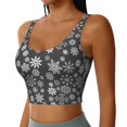 thumbnail image 2 of Fotbe simple white Snowflake Sujetador Deportivo Largo sin Aros para Mujer con Almohadillas y Soporte Medio, Transpirable y Absorbente, Camiseta Tipo Chaleco o Tank Top-Large, 2 of 8
