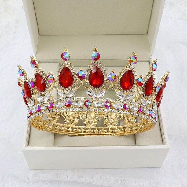 Nvzi Tiara de boda para novia, diadema de princesa, corona de novia, joyería para el cabello con diamantes de imitación de cristal,graduación, boda, fiesta de disfraces (A)