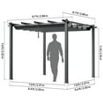 thumbnail image 6 of KFFKFF 10'x10' Aluminum Pergola, Outdoor with Retractable Sun Shade Canopy, Ideal for Patio, Garden, Deck, Backyard - Gray, 6 of 9