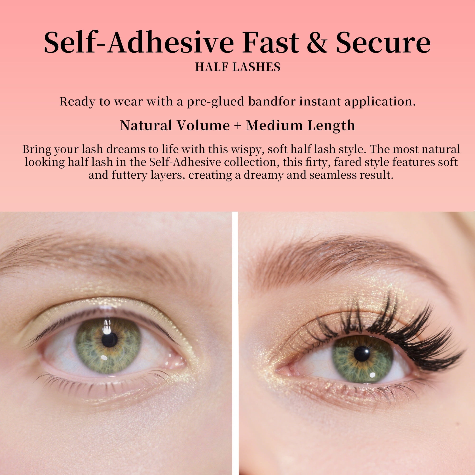 Mehoran Falsies Press On Self Adhesive Eyelashes Extreme Curl Strip Lashes 8-14mm 3 Pairs