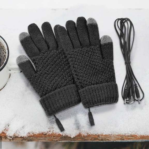 Winter USB Heated Gloves, Electric Warm Plush Gloves for Mobile, Computer, Typing, Gaming, Soft Wool, Full & Half Finger, Back Hand Heating