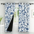 thumbnail image 2 of LFEEY Blue Floral Bedroom Blackout Curtains, Room Darkening Thermal Insulated Grommet Curtains, 42x63 inch, Set of 2, 2 of 5