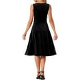 thumbnail image 3 of INSPIRE CHIC Women's Dress Sleeveless Velvet High Waist V Neck A-Line Cocktail Midi Dresses XS Black, 3 of 6