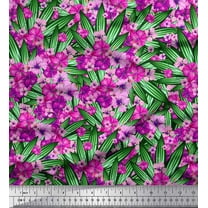 Soimoi Cotton Duck Fabric Leaves & Floral Artistic Print Fabric by The Yard 42 Inch Wide