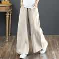 thumbnail image 2 of Vedolay High Waist Pants Women's Cotton Casual Loose Fit High Waisted Casual Pants,Beige L, 2 of 3