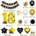 thumbnail image 2 of 18th Birthday Decorations, Black Gold Party Decorations Supplies Balloon Garland Arch Kit with Happy Birthday Banner Tassels Confetti Balloon Number 18 Birthday Anniversary, 2 of 7