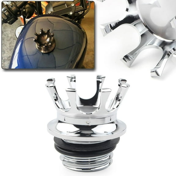 ZS King Crown Style Motorcycle Fuel Tank Gas Oil Cap Cover For Harley Softail Dyna Sportster 883 1200 Road King FLST 1996-2018