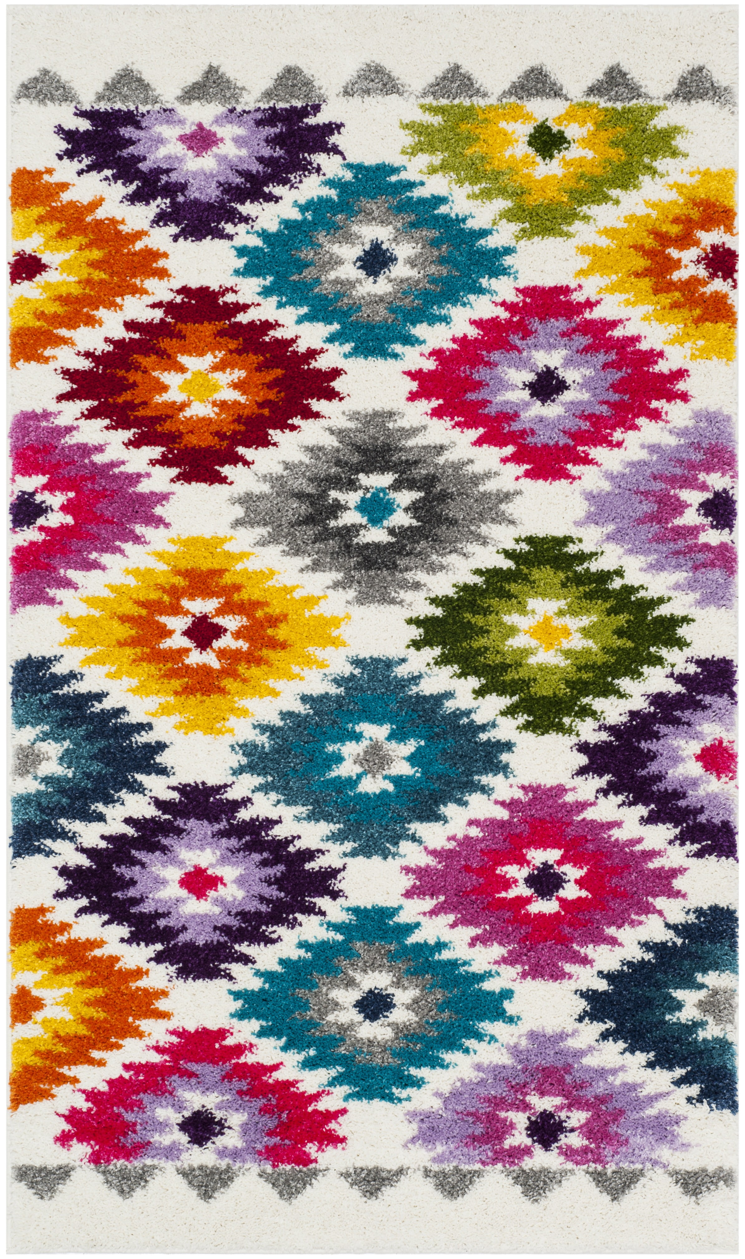 Safavieh Fiesta Frona Geometric Shag Area Rug, Cream/Multi, 3' x 5'