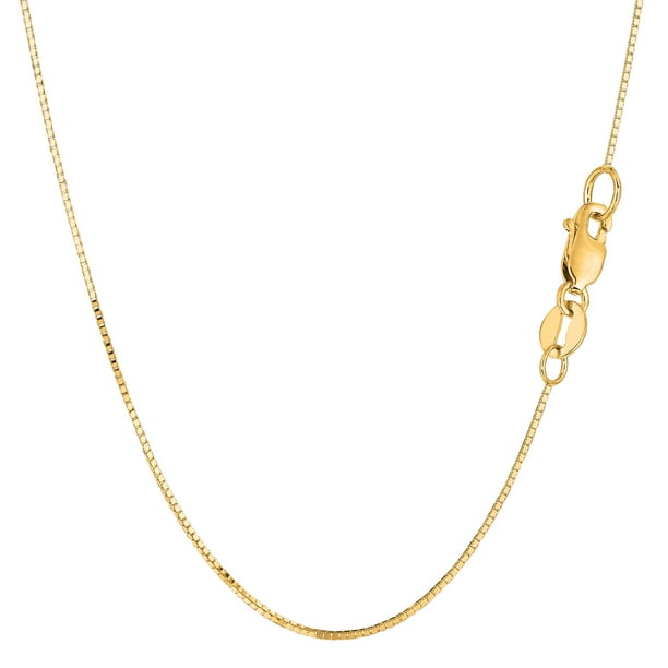 14k Yellow Solid Gold Mirror Box Chain Necklace, 0.7mm, 18 