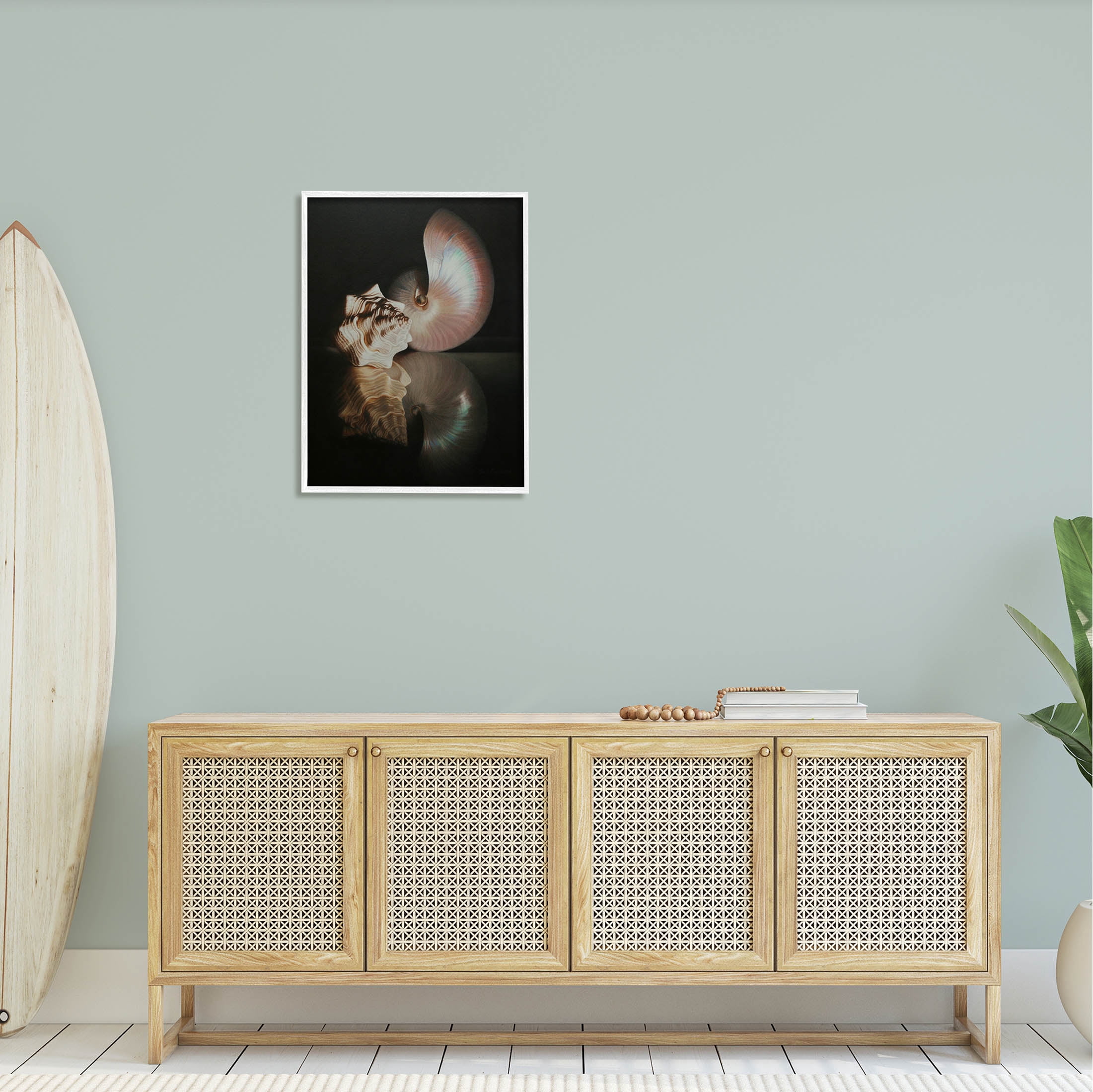 Stupell Industries Dark Sea Shells Still Life Photograph White Framed Art Print Wall Art, Design by Cecile Baird