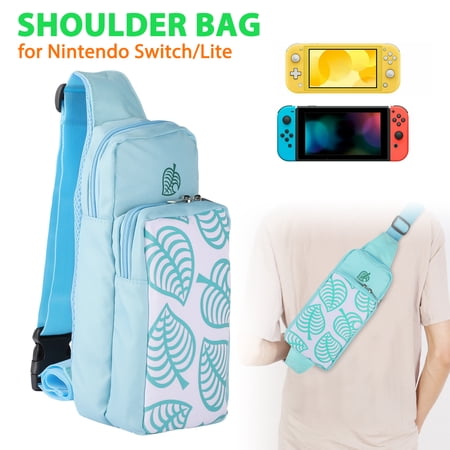 Case Bag Fit for Nintendo Switch and Switch Lite, TSV Protective Storage Sling Backpack, Animal Crossing Leaf Pattern Travel Shoulder bag, Portable Crossbody Bag Fit for Nintendo Switch Accessories