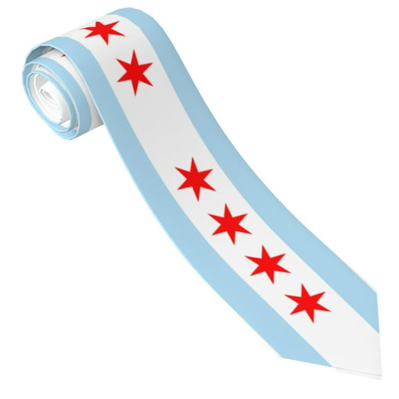 Men'S Tie Chicago City Flag Print Polyester Necktie - One Size