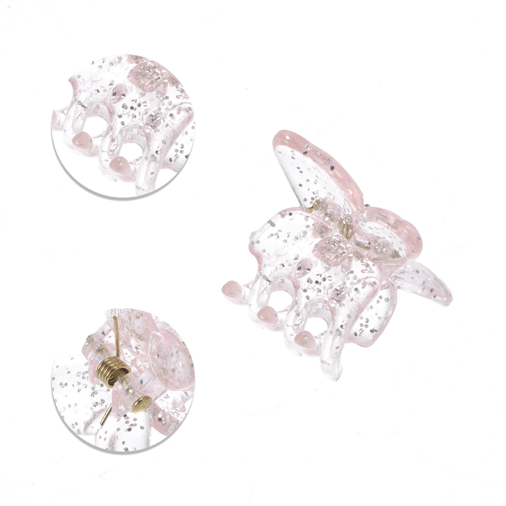 Unique Bargains 6Pcs Fashion Butterfly Small Hairdo Clip Gold Tone Pink