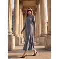 thumbnail image 3 of Cueply Dresses for Women Casual Long Sleeve Fall Spring Mock Neck Pullover Long Dresses with Pockets, 3 of 8