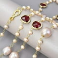 thumbnail image 3 of EOEMY 52'' Natural Pink Keshi Pearl Red Crystal Long Necklace Handmade For Women, 3 of 6