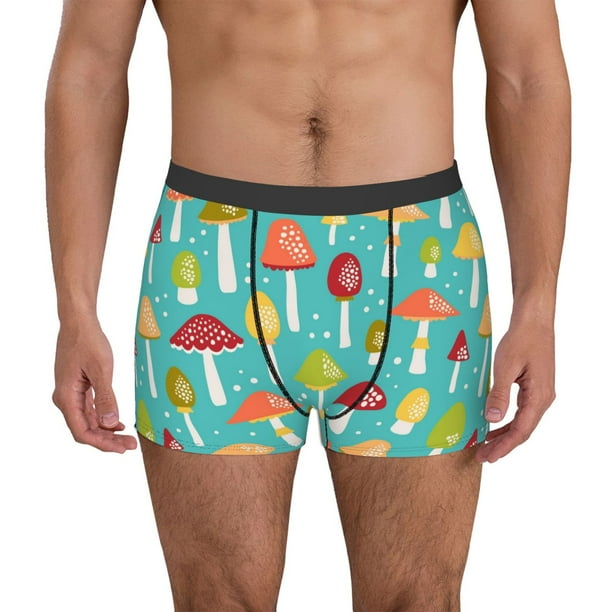 Balery Mushrooms Calzoncillos bóxer para hombre, ropa interior de algodón suave y transpirable con cinturilla de nailon-Medium